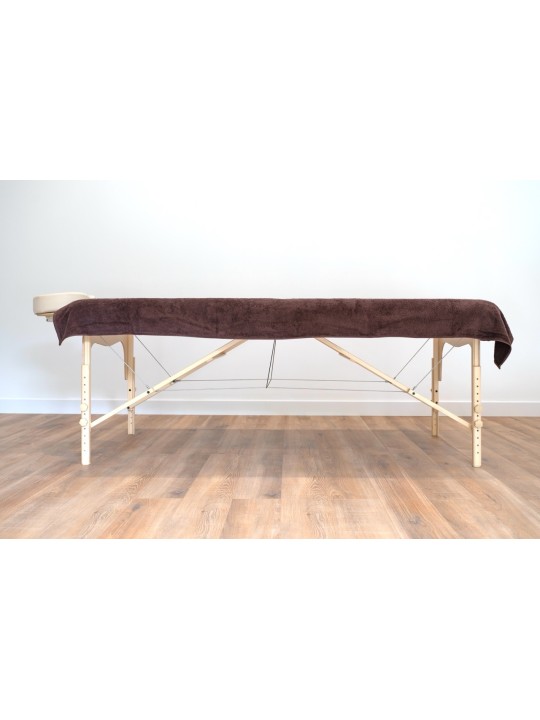 Grande serviette de massage 100x210 cm, couvrant entièrement la table pour un confort et une protection maximale.