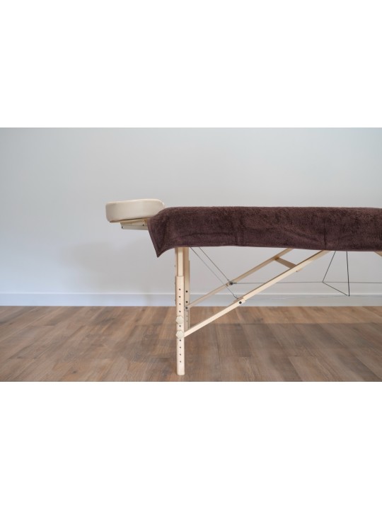 Grande Serviette marron (100x210) idéal pour une table de massage avec têtière.