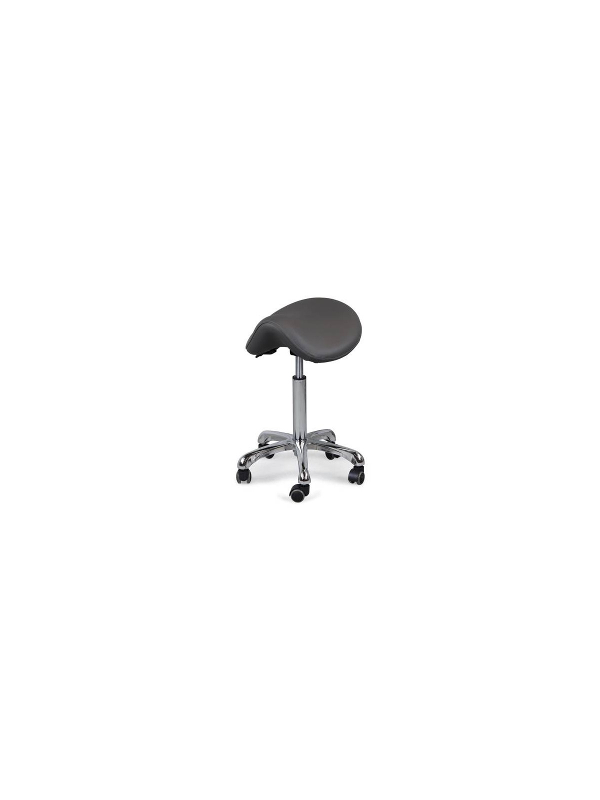 Tabouret Alma Gris avec assise rembourrée, conçu pour un confort optimal lors des séances de massage ou de soins.