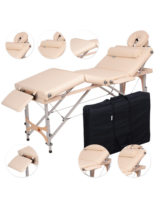 Table de massage pliante Cosmo Alu avec appui-tête ergonomique, légère et conçue pour une portabilité optimale.